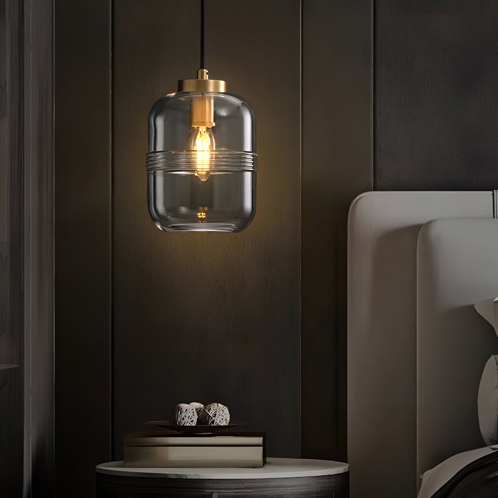 Simple Semi - Threaded Glass Three Step Dimming Copper Modern Pendant Lights