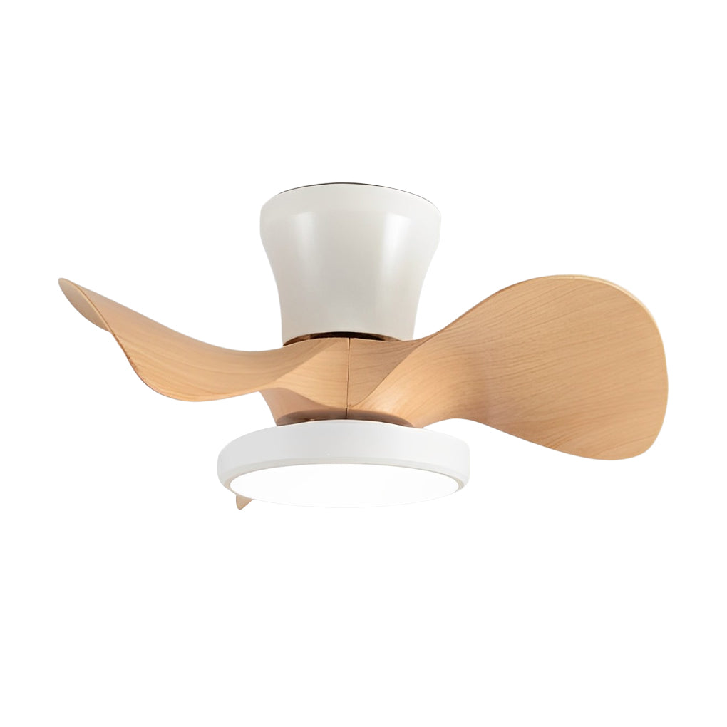 Simple white ceiling fan with light in matte black finish option, showcasing a modern alternative colorway.