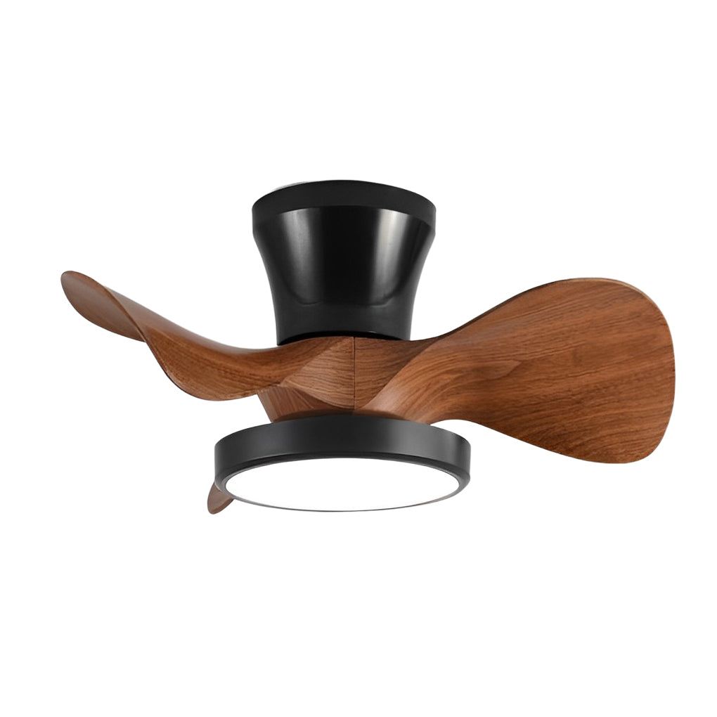 Simple white ceiling fan with light combined with light wood blades, displayed as a standalone product image.