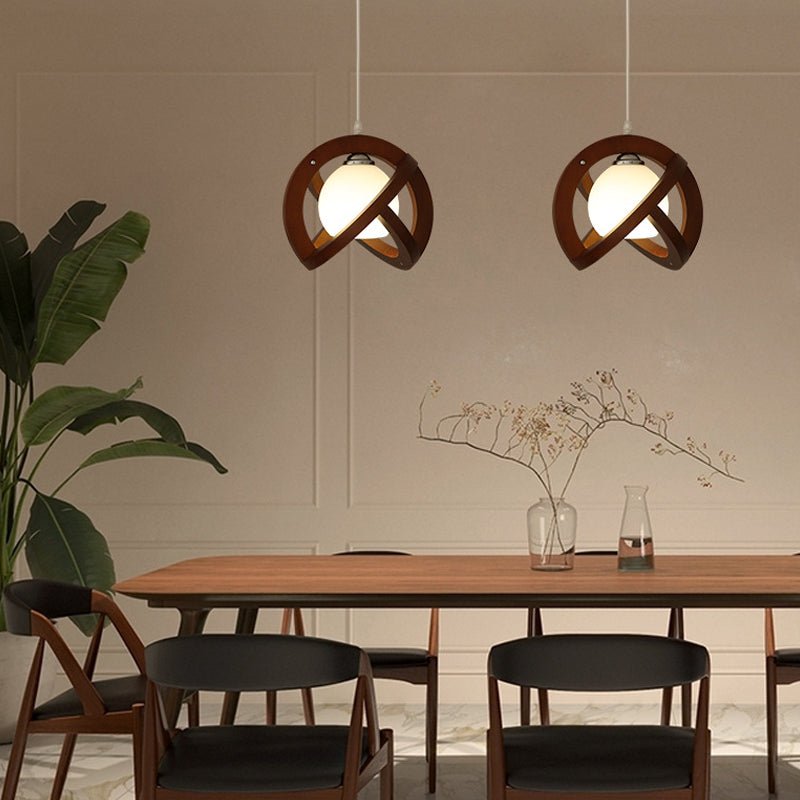 Simple Wood Glass LED Three Step Dimming Wabi - Sabi Japanese Pendant Lights