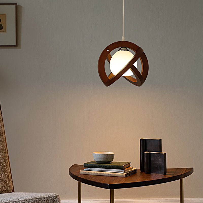 Simple Wood Glass LED Three Step Dimming Wabi - Sabi Japanese Pendant Lights