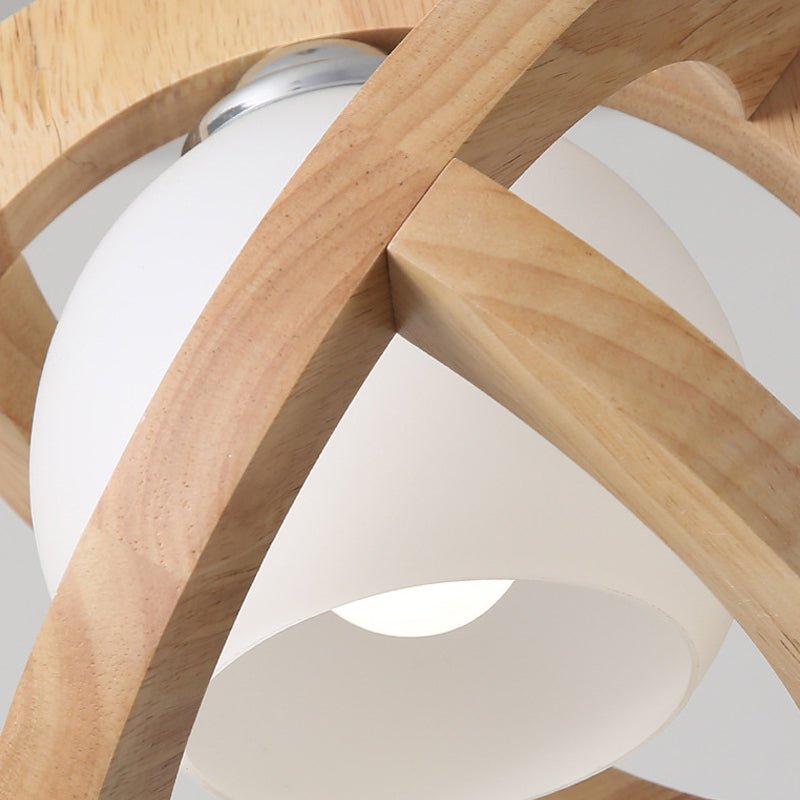 Simple Wood Glass LED Three Step Dimming Wabi - Sabi Japanese Pendant Lights