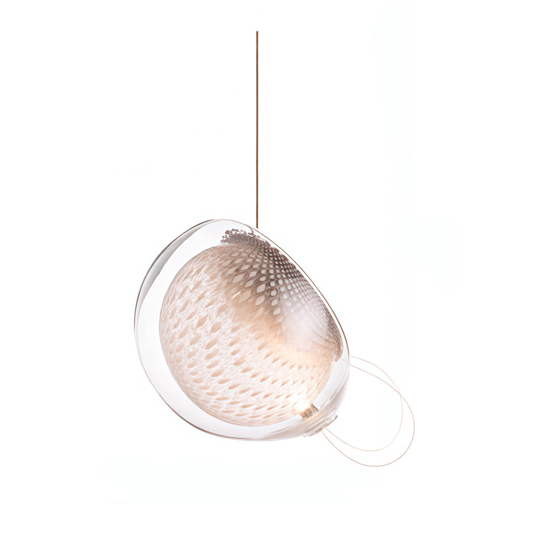 Single jellyfish pendant lamp with textured glass shade and golden accent.