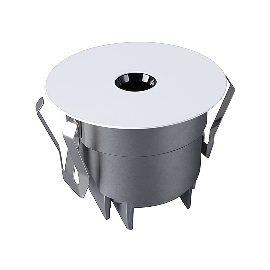 Single LED recessed spotlight with white trim and silver housing featuring spring clip mounting system