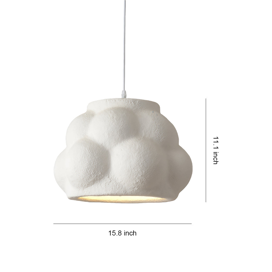 Single Pendant Light Fixture with unique cloud-like shape and textured white surface, modern minimalist design.
