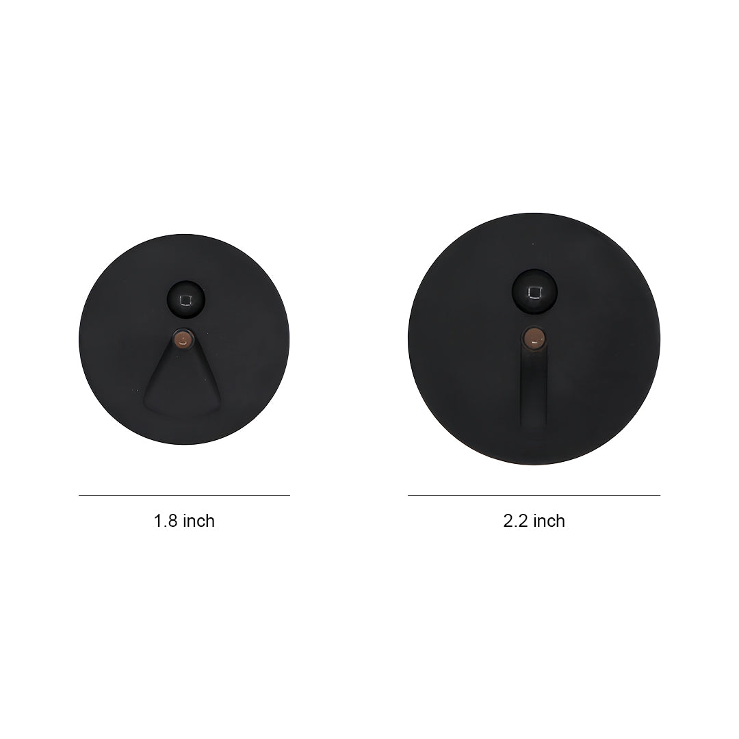 Size comparison of the black interior stair step lights, showing the 1.8 inch and 2.2 inch diameter variants, ideal for different installation requirements and aesthetic preferences.