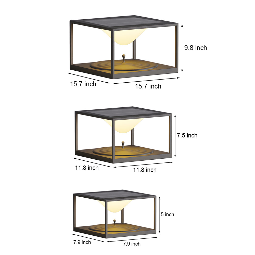 Silver Metal Table Lamp size comparison chart displaying different pillar light dimensions and measurements for installation planning