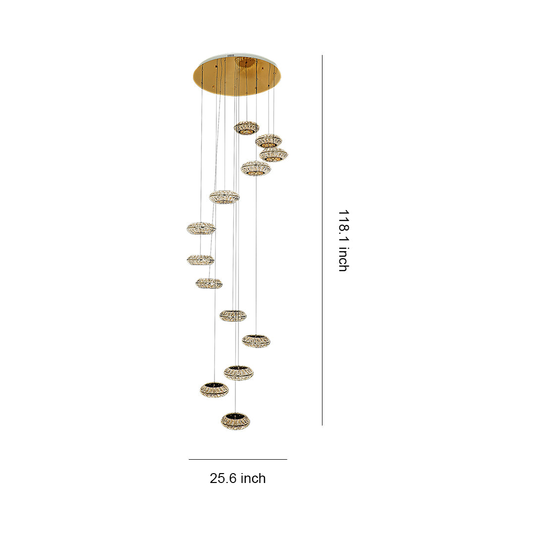 Size comparison chart of Italian style chandeliers, showcasing dimensions and design.
