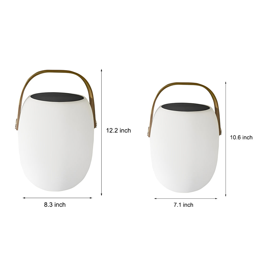 Outdoor solar floor lanterns size comparison chart showing different dimensions.