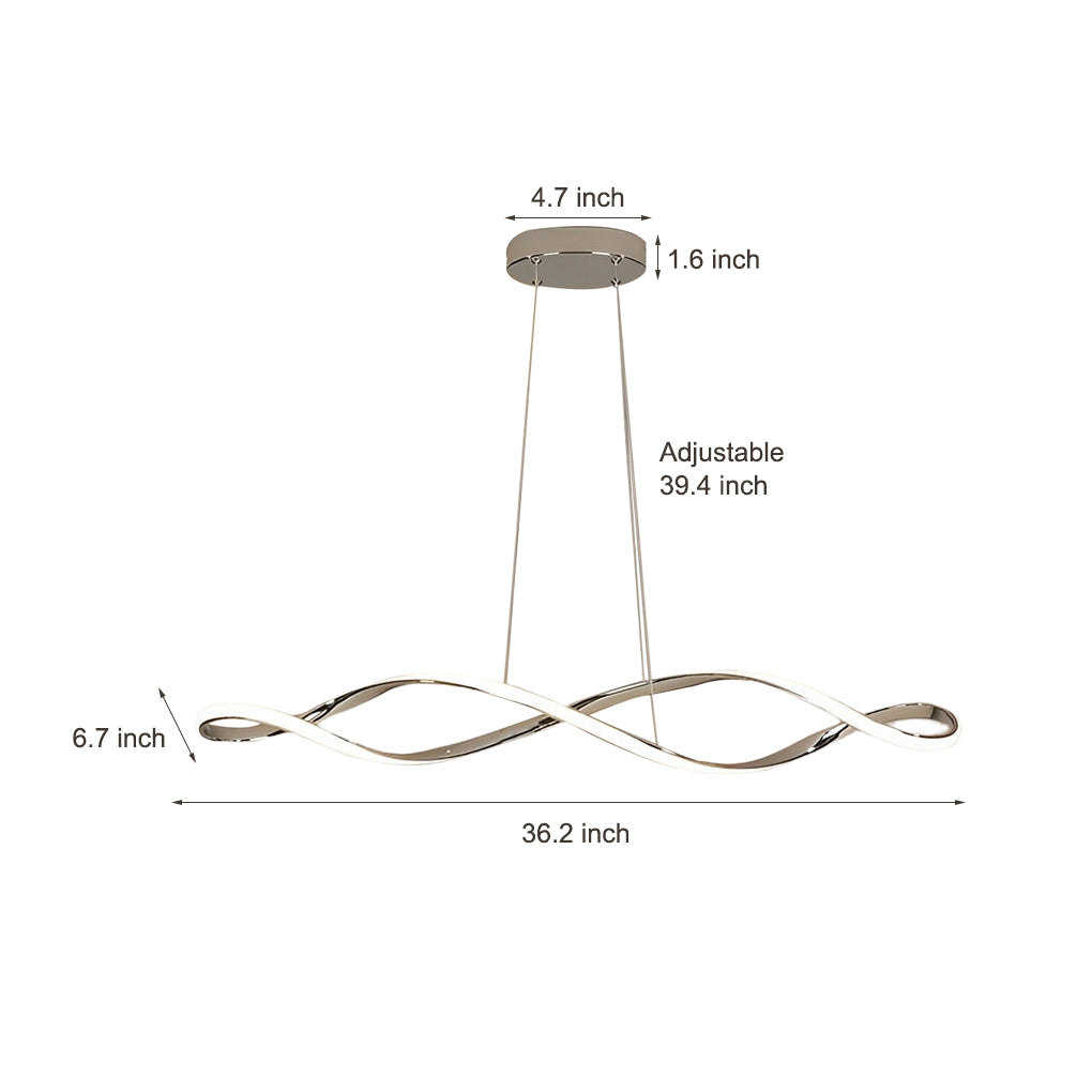 Waveform pendant light size comparison chart showing small, medium, and large options.