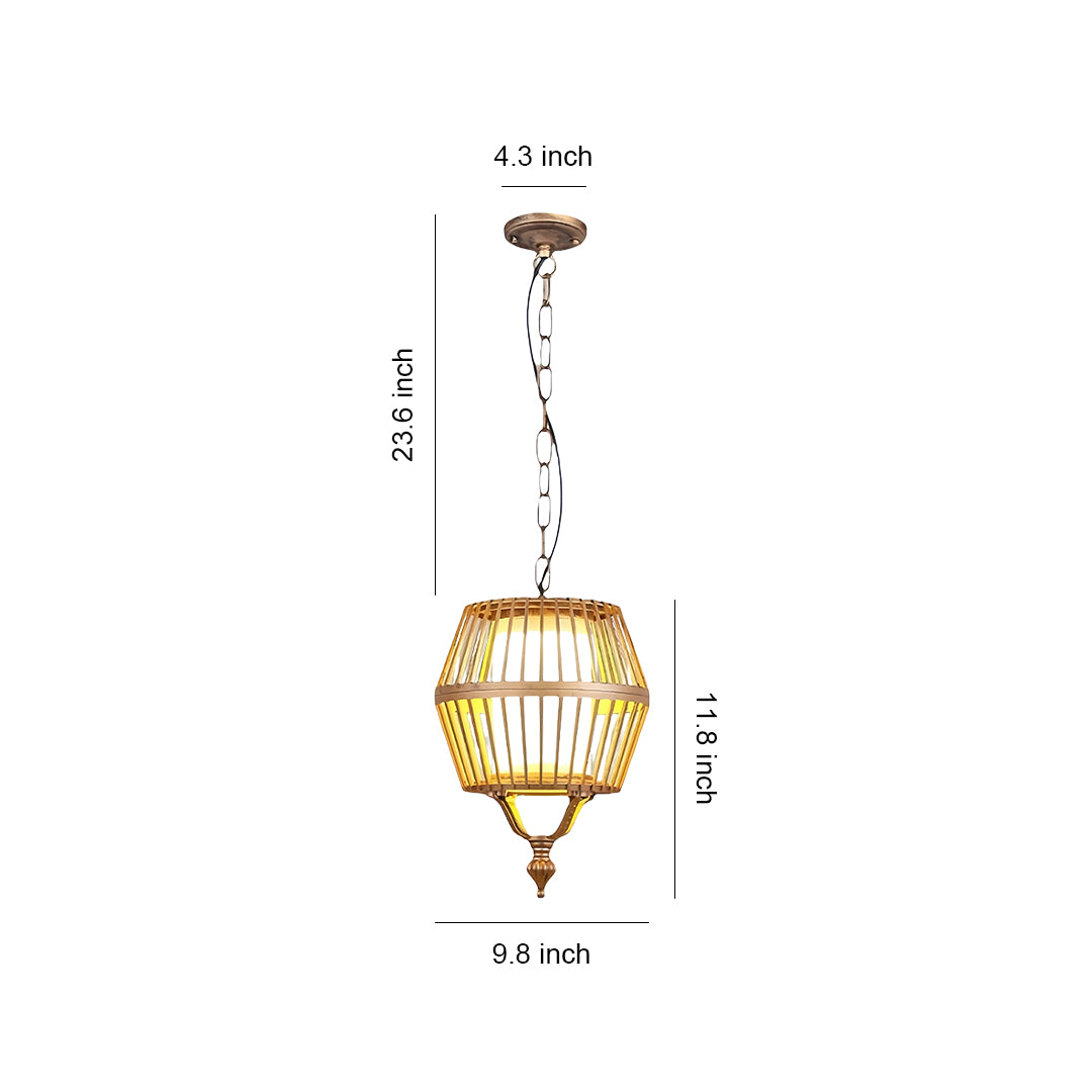 Sizing chart and dimensions for the small outdoor japanese lantern pendant light, showing 9.8-inch width and 20.0-inch height.