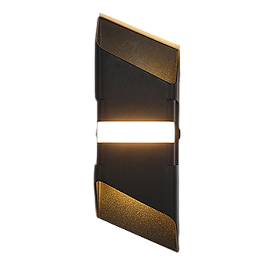 Sleek angular wall fixture with bronze and gold finish in minimalist geometric style