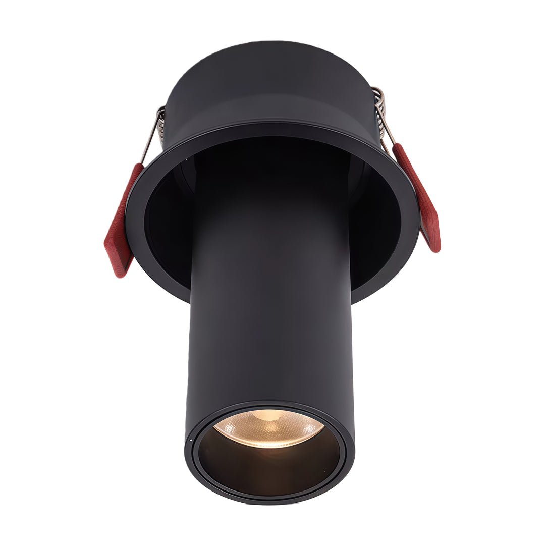 Sleek black adjustable LED ceiling spotlights with glass shade chandelier aesthetic and precision directional control.