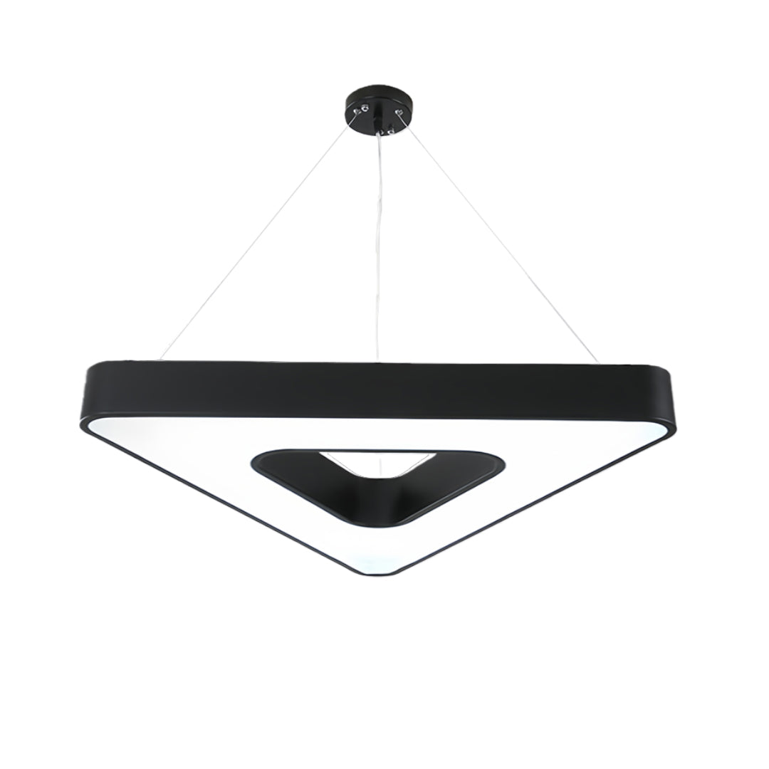 Sleek and modern black chandelier with a sharp geometric shape, ideal for high-end contemporary decor.
