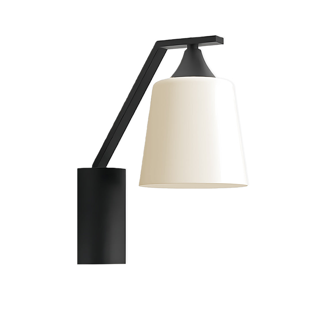 Sleek black outdoor sconce with a white shade, offering a clean and contemporary design for walls and outdoor spaces.