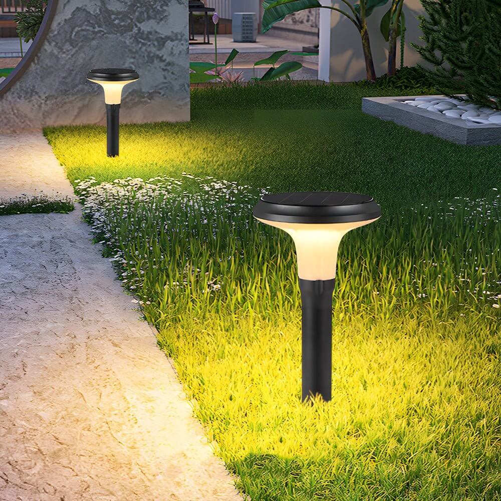 Sleek Black Solar LED Lawn Light Contemporary Outdoor Path Lighting