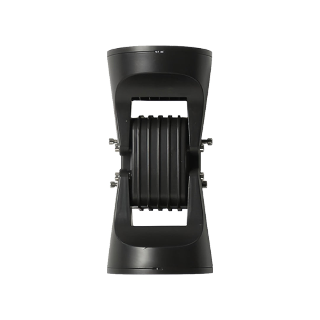 Sleek black two light wall sconce featuring vertical ribbed detail and minimalist modern styling.
