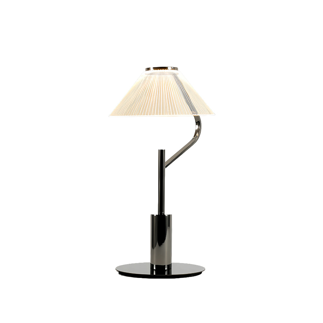 Sleek craft floor lamp featuring a white fabric shade and black metal base in a contemporary style