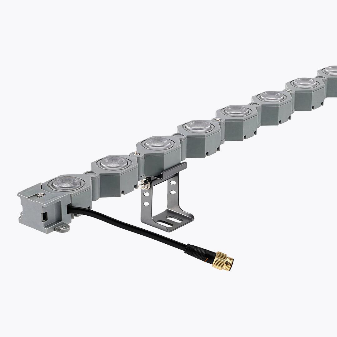 Sleek DIY wall wash lighting featuring glass shade chandelier influence in linear configuration with mounting hardware.