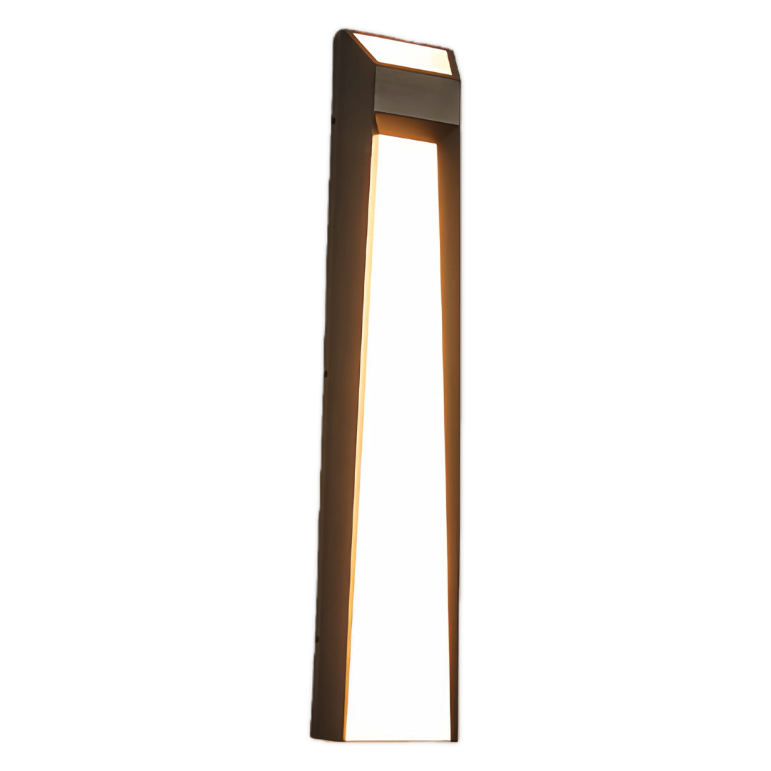 Sleek extra large outdoor wall lights displaying vertical design with warm wood tone and integrated lighting