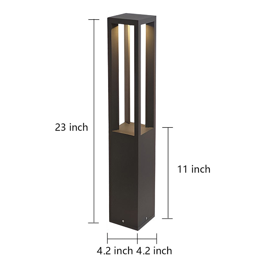 LED bollard garden light with dimensions showcasing sleek design for modern outdoor spaces