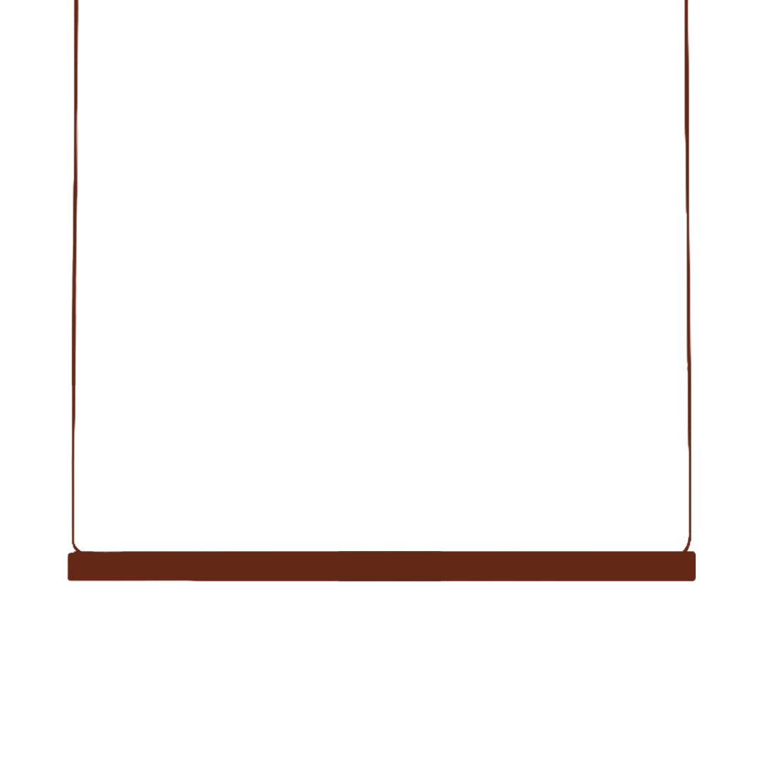 Sleek long pendant light fixture with red detail, elegant and modern ceiling lighting solution