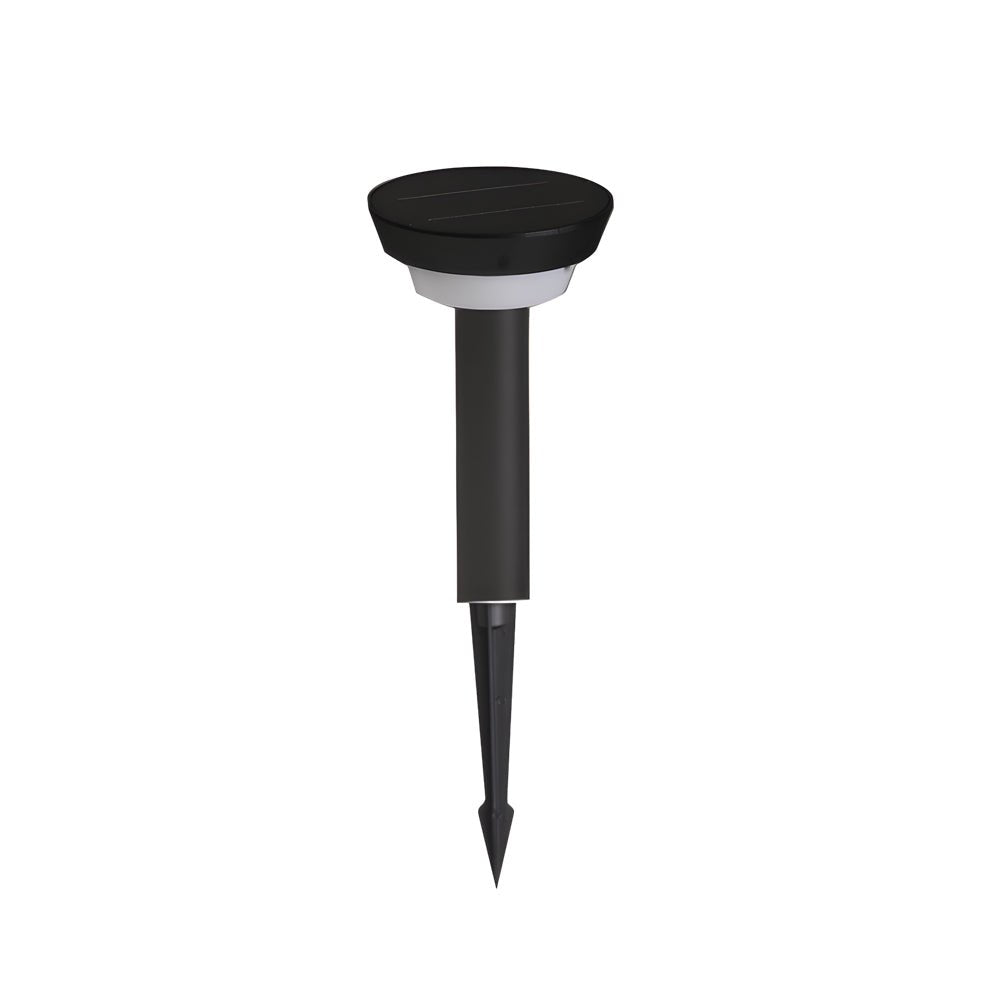 Sleek Modern Black Cylinder LED Solar Path Light with Adjustable Spike & Base