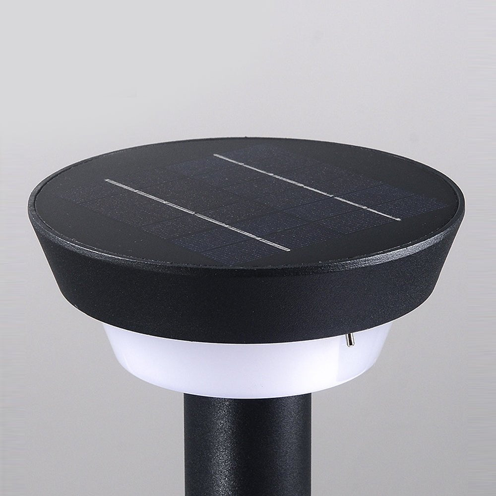 Sleek Modern Black Cylinder LED Solar Path Light with Adjustable Spike & Base