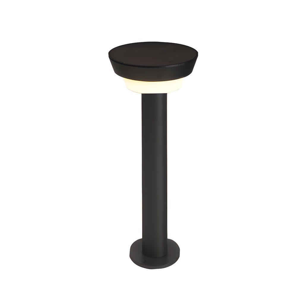Sleek Modern Black Cylinder LED Solar Path Light with Adjustable Spike & Base