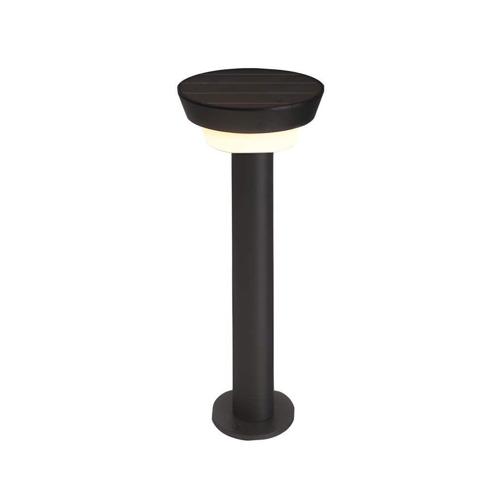 Sleek Modern Black Cylinder LED Solar Path Light with Adjustable Spike & Base