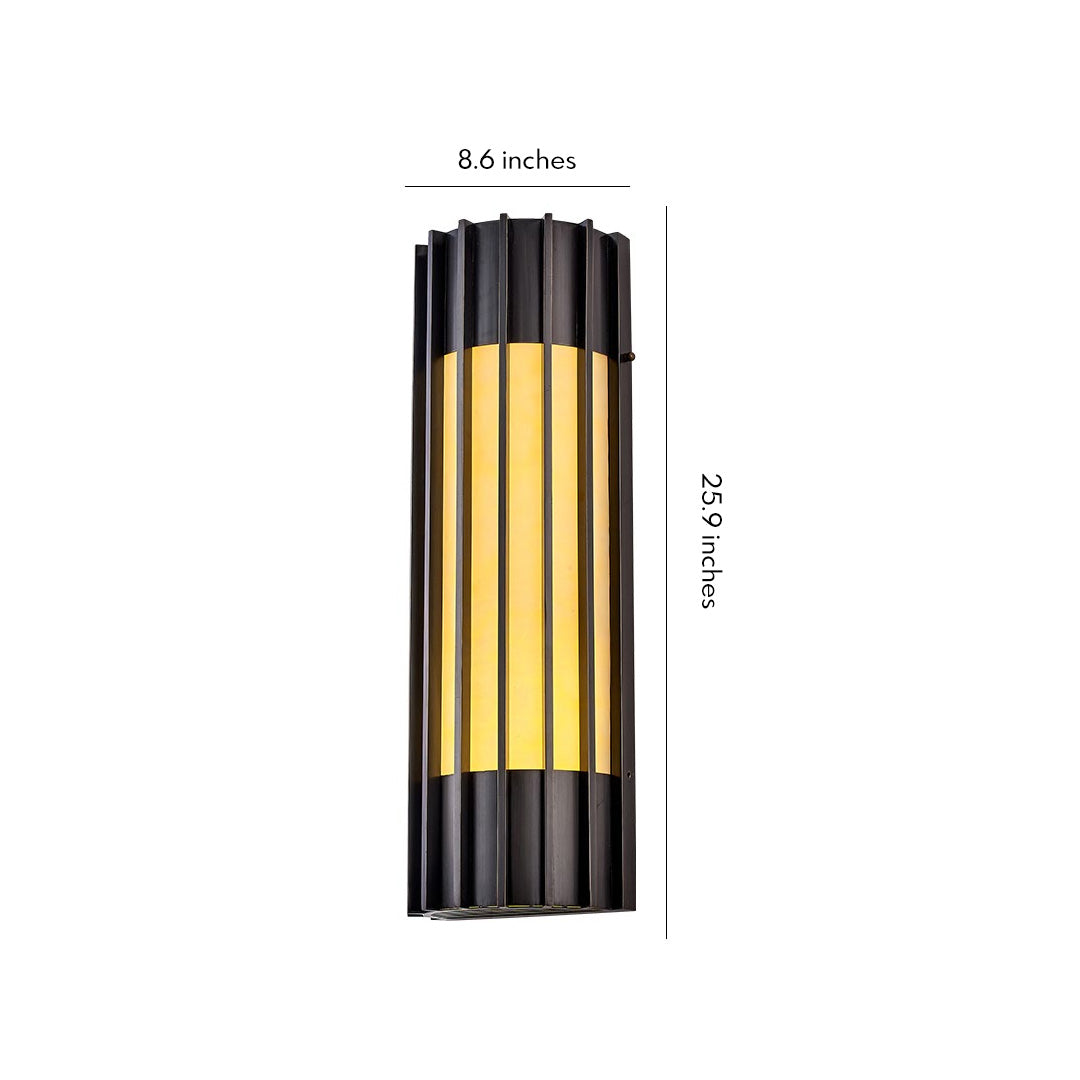 Sleek rectangular copper outdoor wall lights with geometric design, perfect for modern exterior lighting.