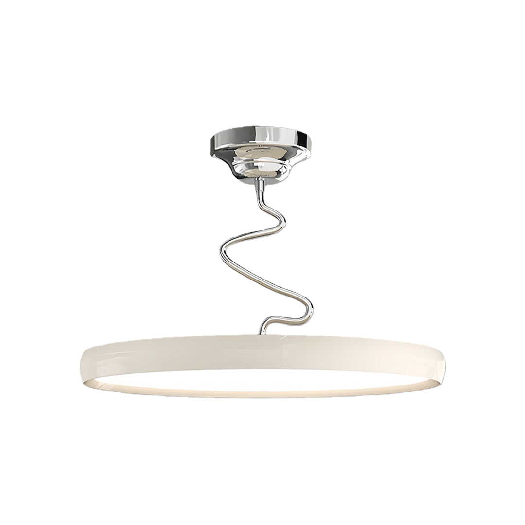 Sleek modern semi flush mount ceiling light with moss green border and integrated lighting