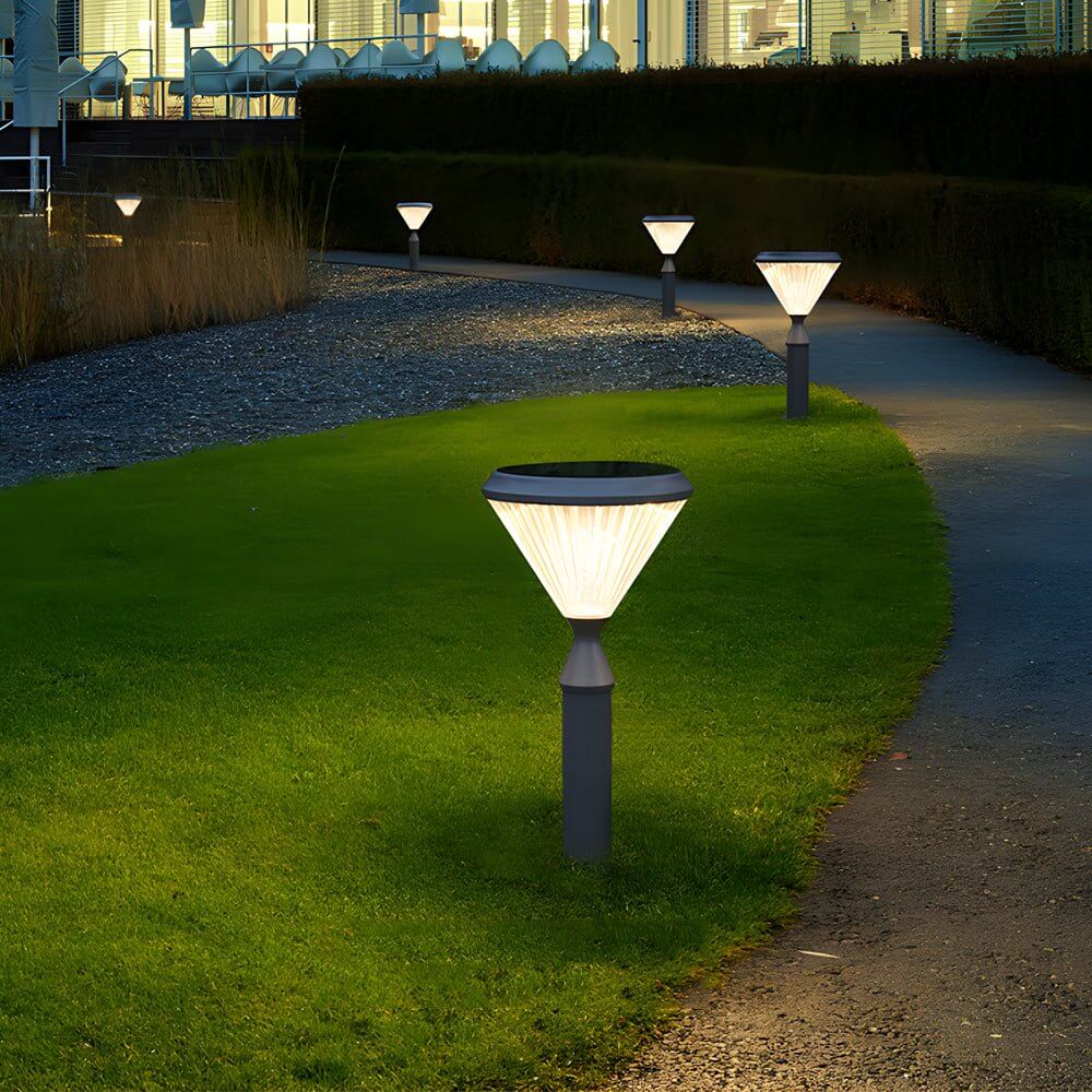 Sleek Solar LED Outdoor Landscape Post Pole Lights - Black Tapered Top
