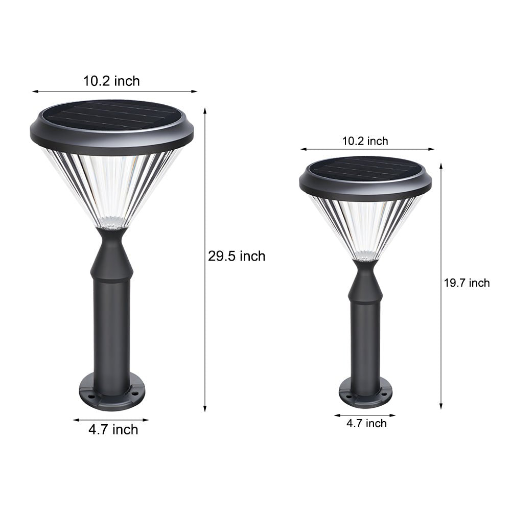 Sleek Solar LED Outdoor Landscape Post Pole Lights - Black Tapered Top