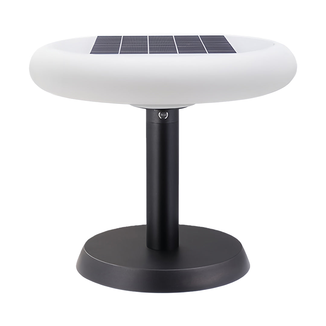 Sleek solar LED post light with black base, stylish and eco-friendly garden lighting solution