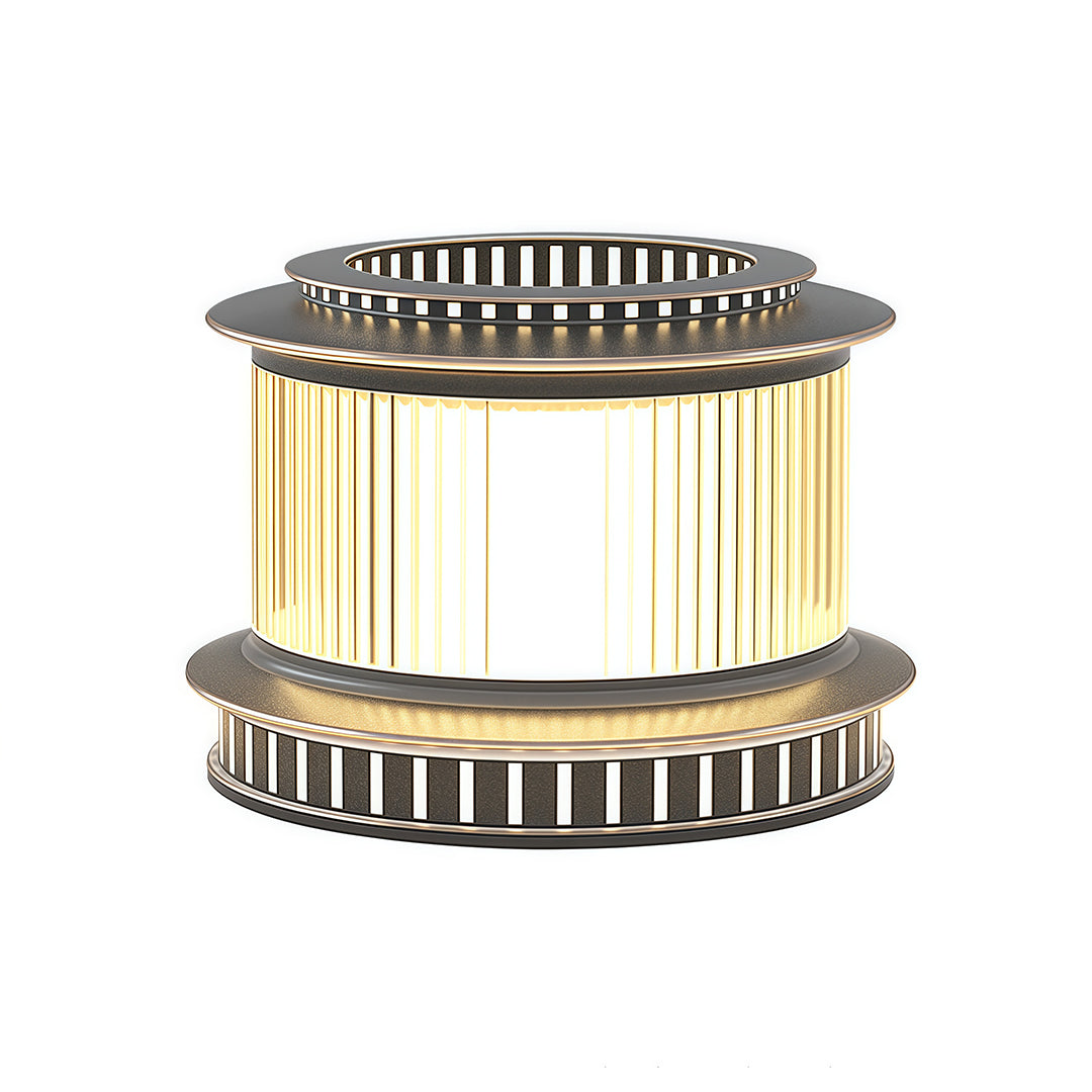 A sleek stainless steel pillar light installed in an outdoor setting, adding elegance to the garden or pathway.