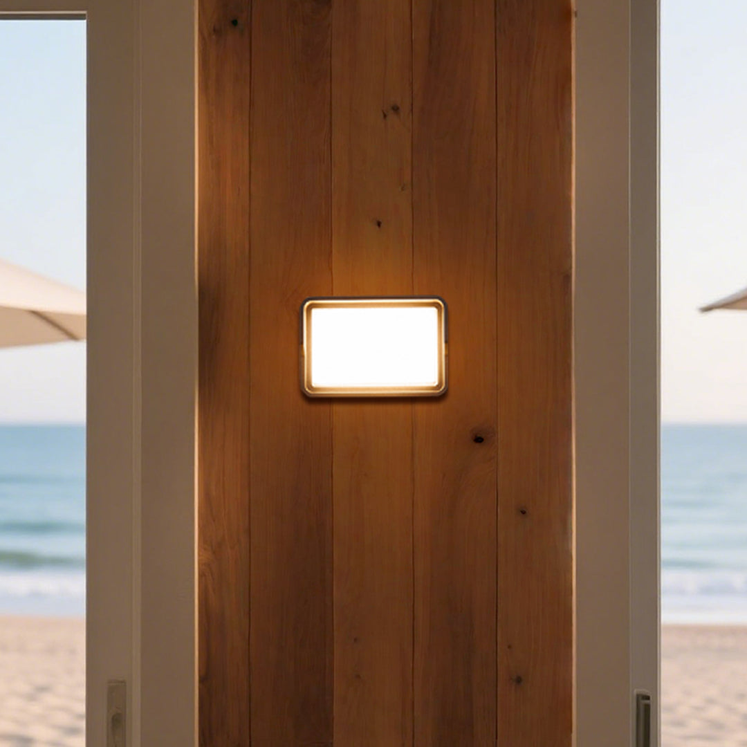 Black rectangular wall light fixture with clean frame design and integrated LED panel