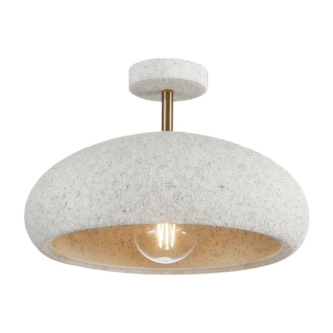 Sleek white semi flush ceiling lights with a textured finish, providing a stylish and minimalist look.