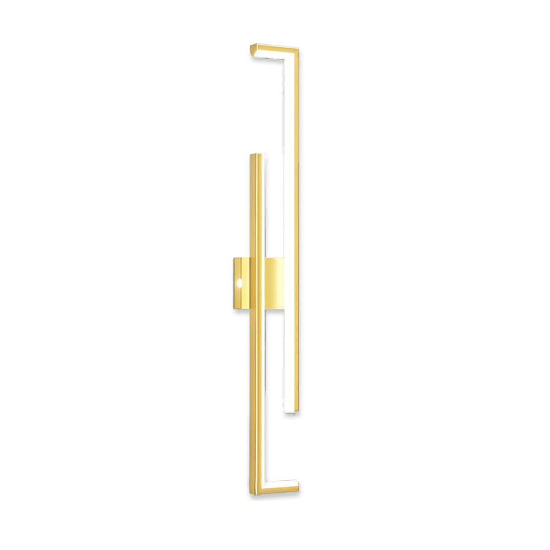 Gold slim-frame wall art led lights with minimalist vertical layout.