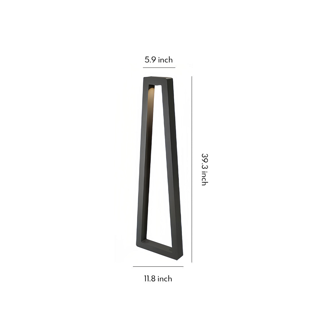 Slim rectangular bollard fixture designed for outdoor lighting for landscaping with a modern minimalist appearance.