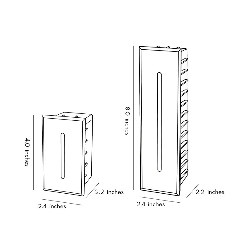 Technical diagram showing dimensions and structure of slit stair lamp models.