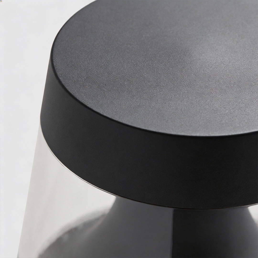 Top view of small landscape lights fixture, focusing on the smooth finish and compact circular design.