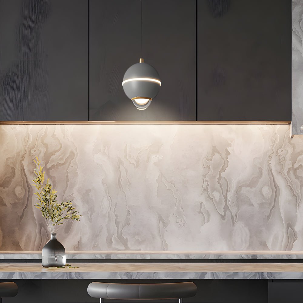 Small Metal Ball 3 Step Dimming LED Modern Pendant Lights with Spotlights