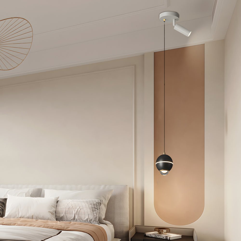 Small Metal Ball 3 Step Dimming LED Modern Pendant Lights with Spotlights