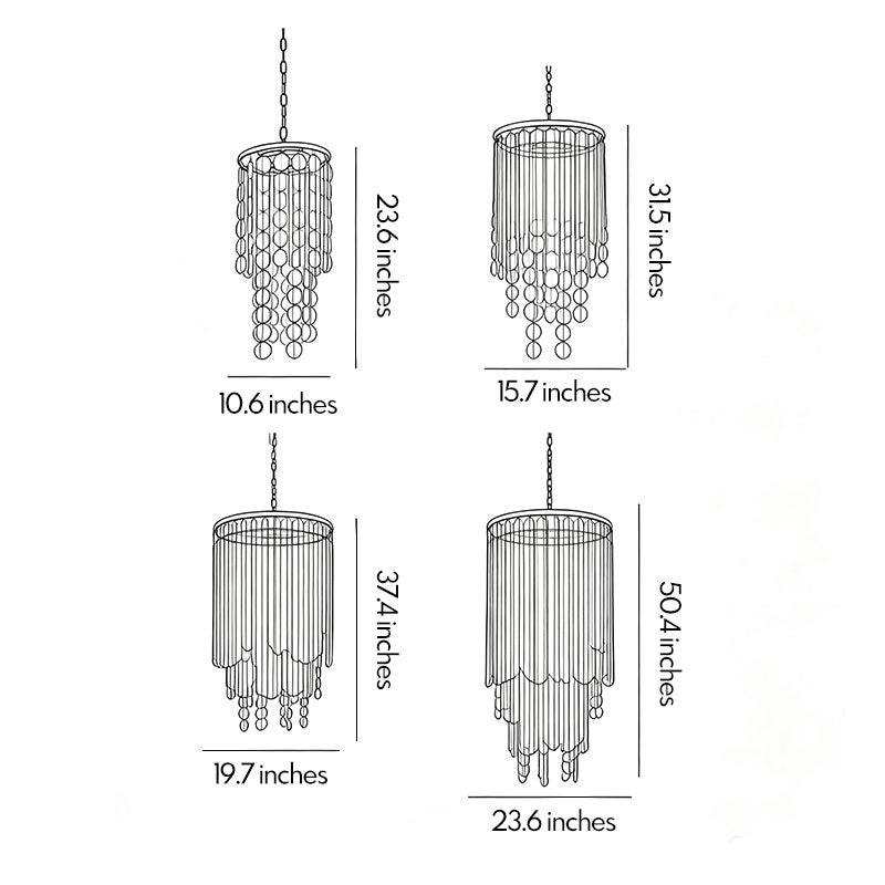 Small staircase chandelier showing detailed glass disc layers and compact hanging structure.