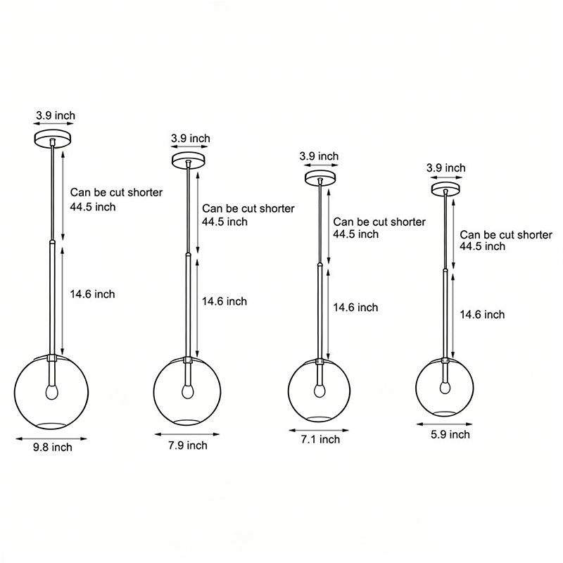 Clear glass globe pendant light with soft lighting effect, perfect for creating a cozy and elegant atmosphere in modern interiors.