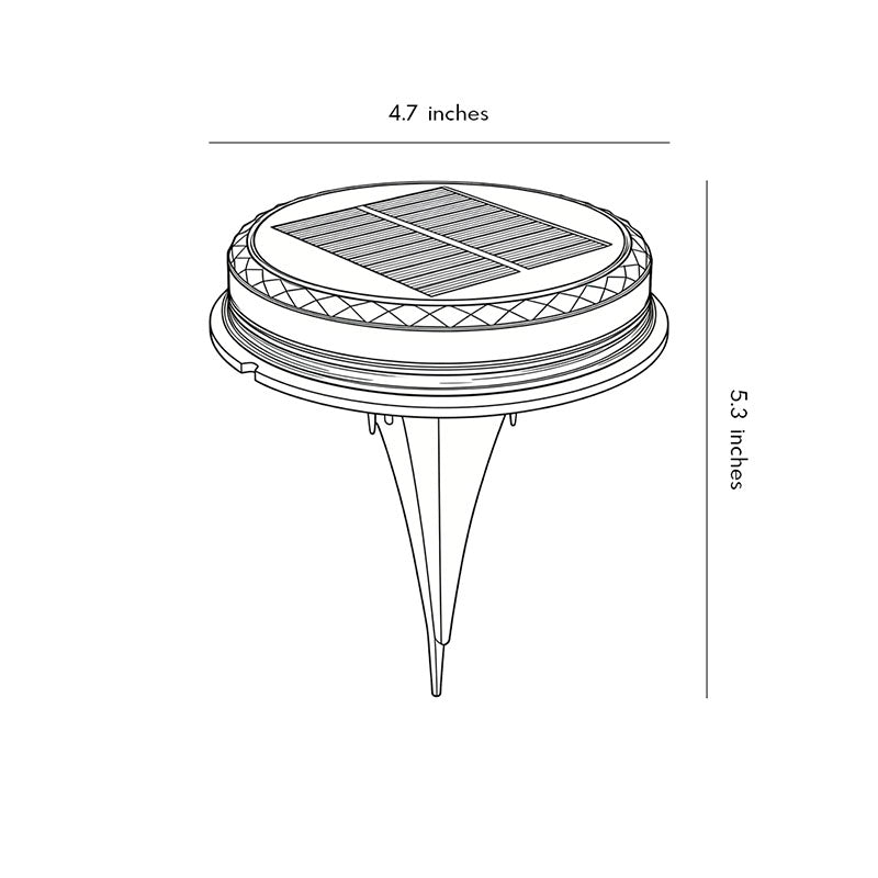 Technical diagram showing dimensions and structure of solar disc light models.