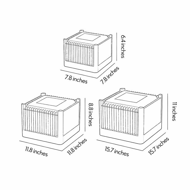 Solar driveway pillar lights dimension drawing displaying multiple size options for outdoor installation.