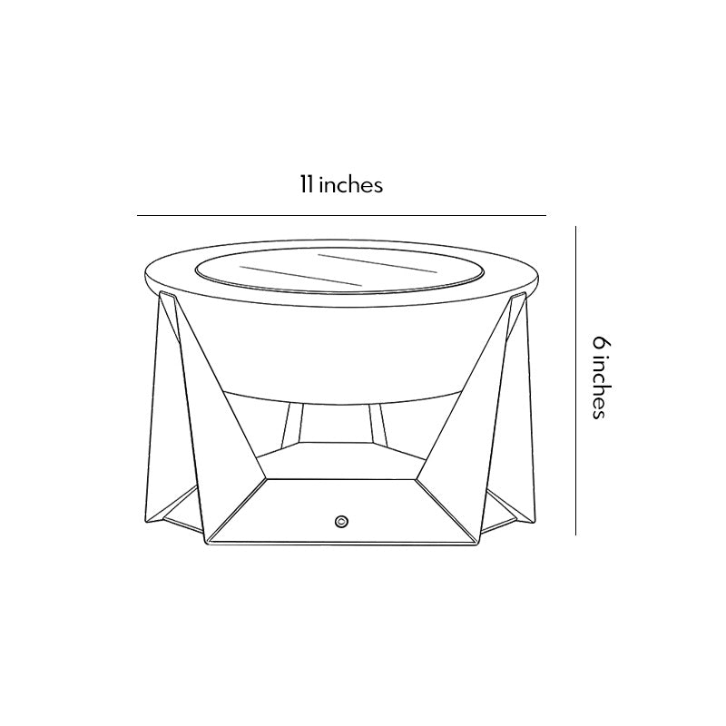 Solar fence pillar light dimension diagram illustrating height, width, and installation measurements.