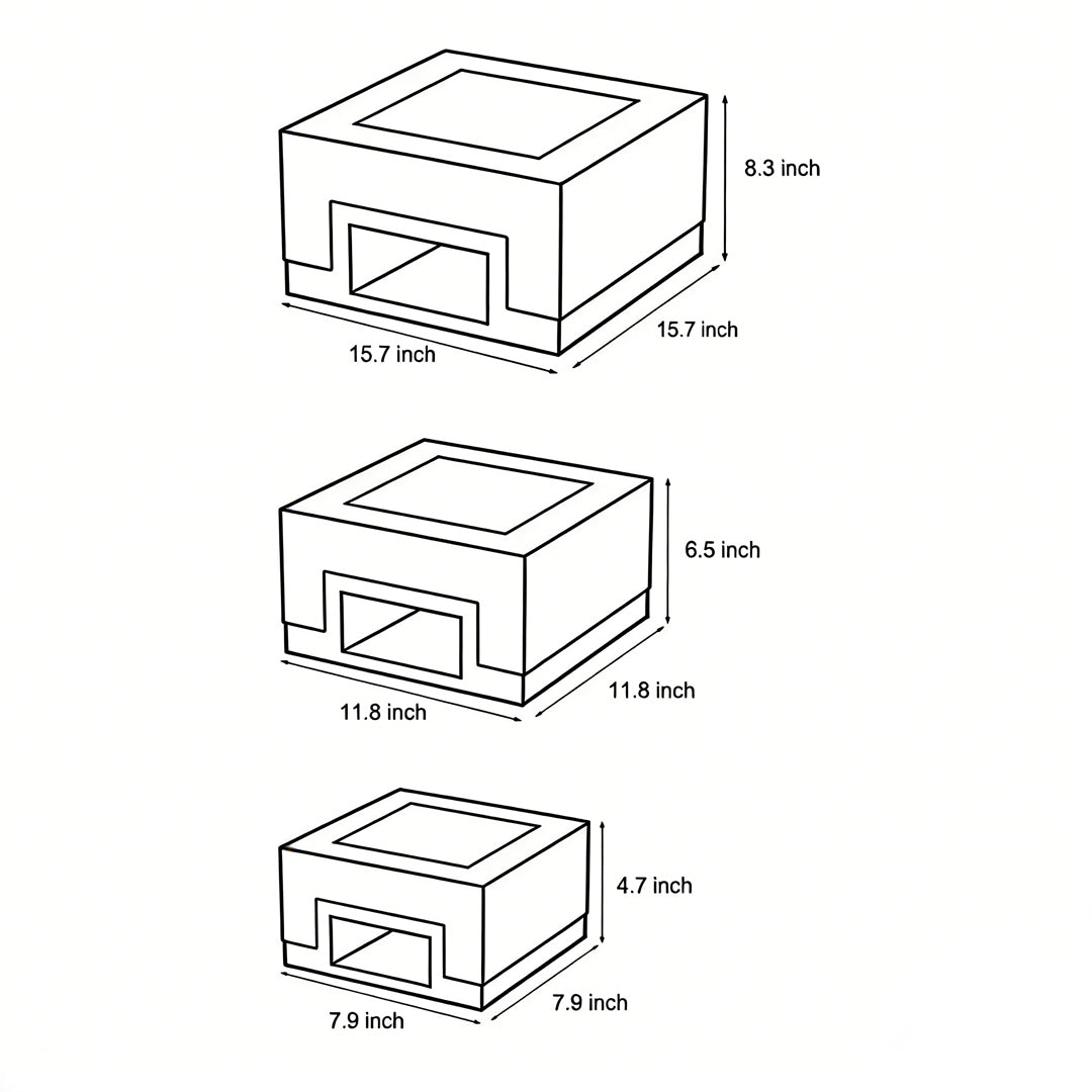 Dimension diagram of solar front lawn lights showing size variations.